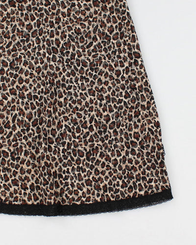 00s La Senza Leopard Print Lace Lingerie Slip Dress - M