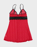 00s Y2k Jacob Red Lace Lingerie Slip Dress - L