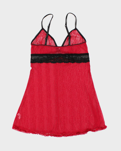 00s Y2k Jacob Red Lace Lingerie Slip Dress - L