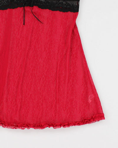 00s Y2k Jacob Red Lace Lingerie Slip Dress - L