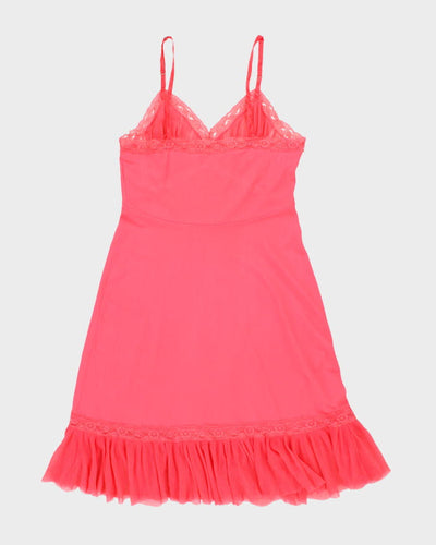 90s Pink Mesh Lace Lingerie Slip Dress - M