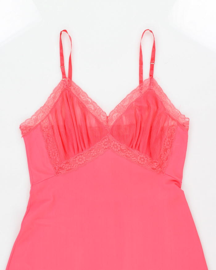 90s Pink Mesh Lace Lingerie Slip Dress - M
