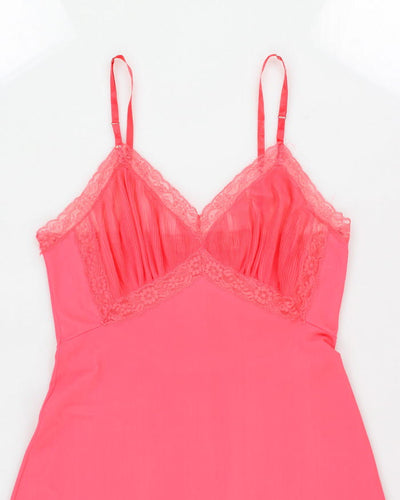90s Pink Mesh Lace Lingerie Slip Dress - M