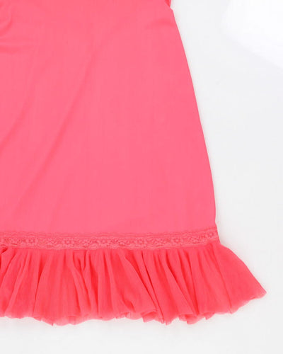 90s Pink Mesh Lace Lingerie Slip Dress - M