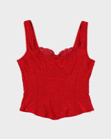 90s Arianne Red Embroidered Top - S