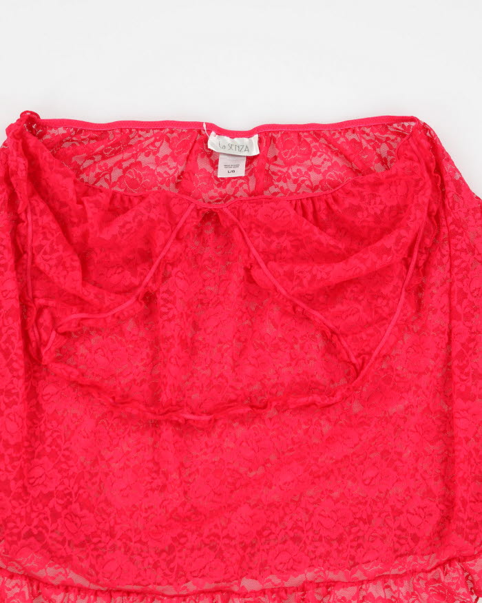 00s Y2k Pink Lace Halter Lingerie Top - L
