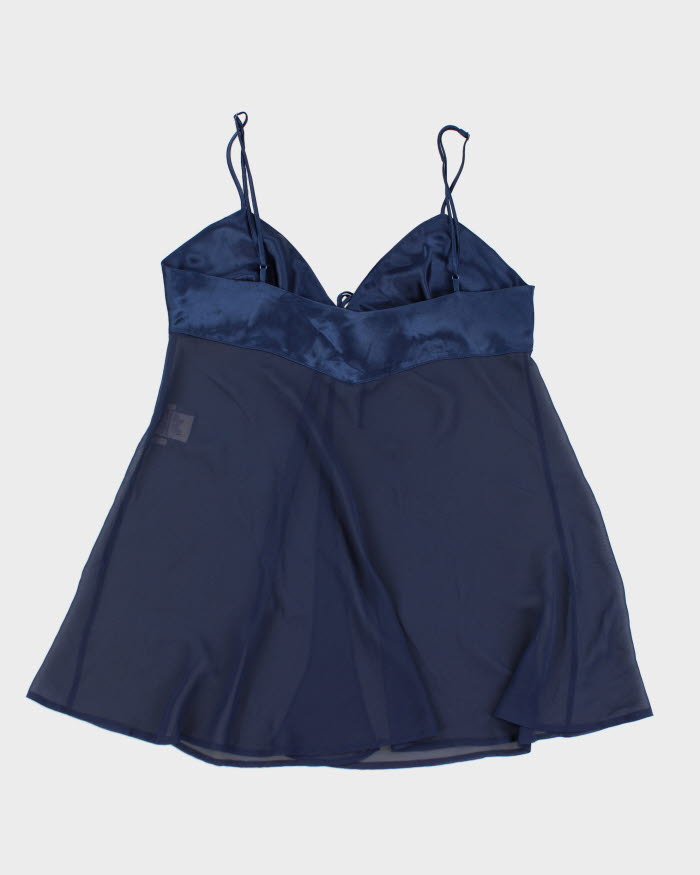 90s Rose Passion Navy Mesh Lingerie Top - M