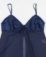 90s Rose Passion Navy Mesh Lingerie Top - M