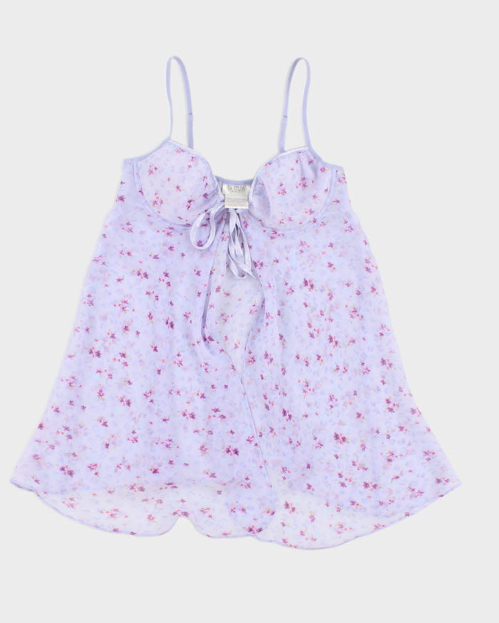 90s La Senza Purple Floral Lingerie Top - S