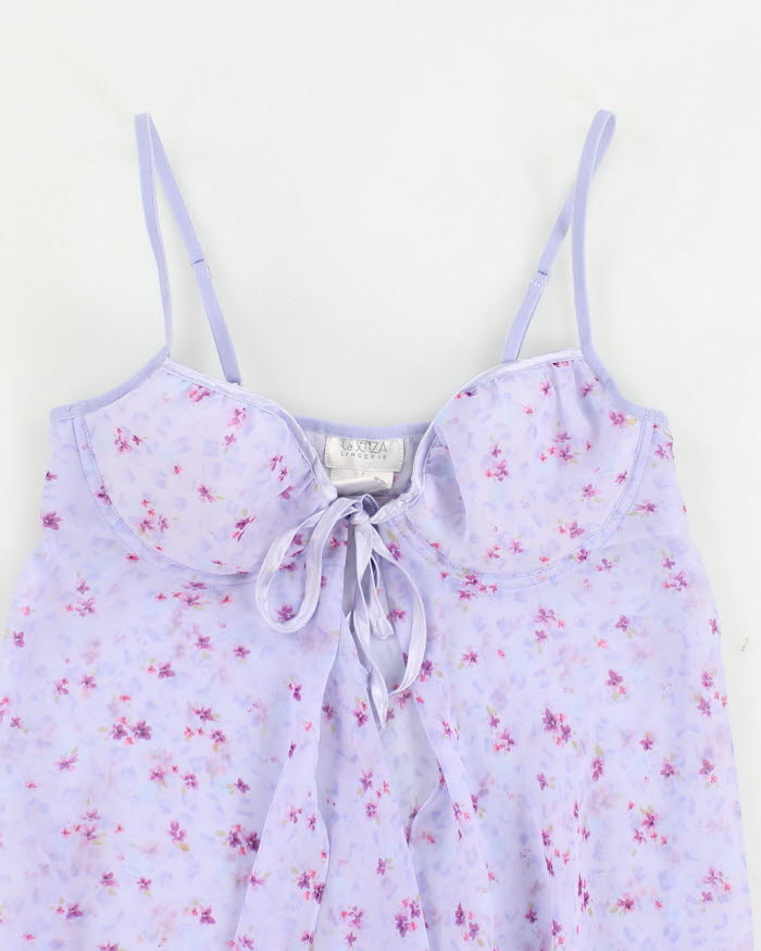 90s La Senza Purple Floral Lingerie Top - S