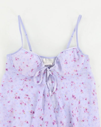 90s La Senza Purple Floral Lingerie Top - S