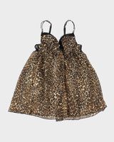 00s Y2k Leopard Print Mesh Lingerie Top - M