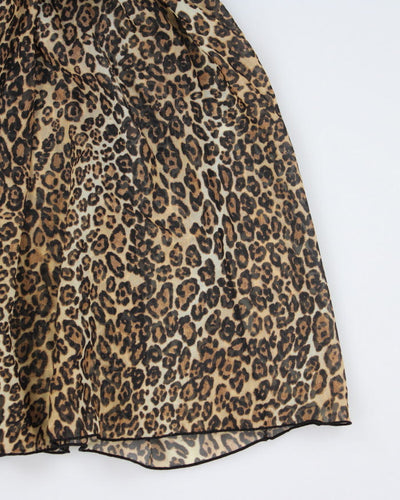 00s Y2k Leopard Print Mesh Lingerie Top - M
