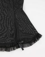 Y2k Black Mesh Bow Lingerie Top - XS