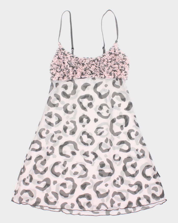 Y2k 00s La Senza Leopard Print Lingerie Ruffle Cami Top - XS