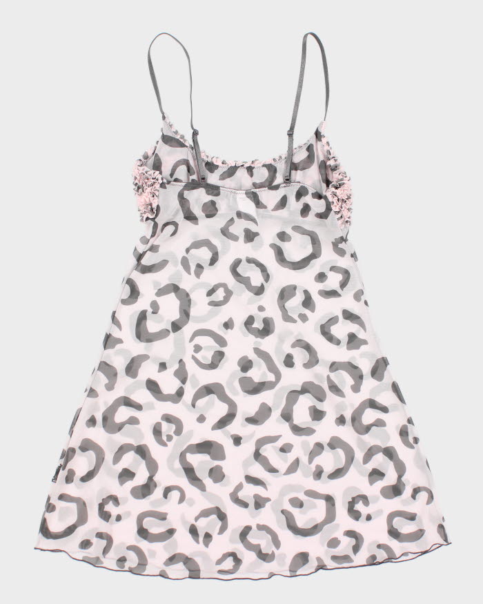 Y2k 00s La Senza Leopard Print Lingerie Ruffle Cami Top - XS