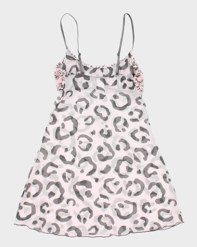 Y2k 00s La Senza Leopard Print Lingerie Ruffle Cami Top - XS
