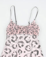Y2k 00s La Senza Leopard Print Lingerie Ruffle Cami Top - XS