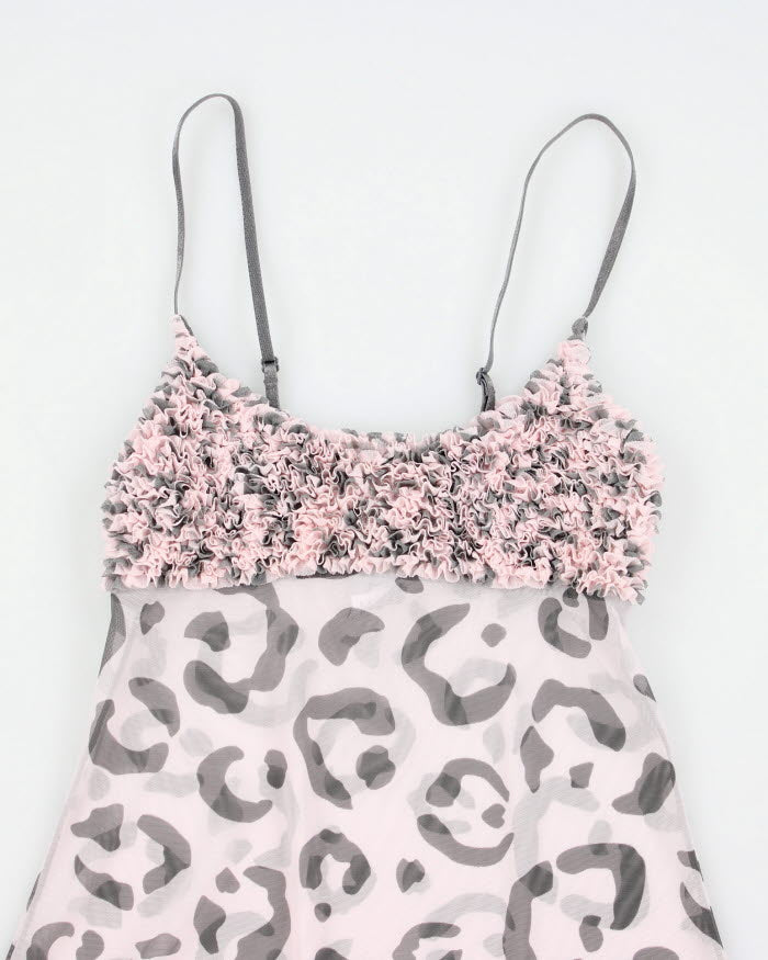 Y2k 00s La Senza Leopard Print Lingerie Ruffle Cami Top - XS