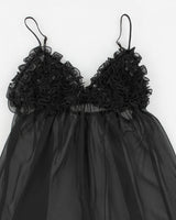 Y2k 00s Black Mesh Ruffle Lingerie Cami Top - S