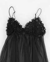Y2k 00s Black Mesh Ruffle Lingerie Cami Top - S