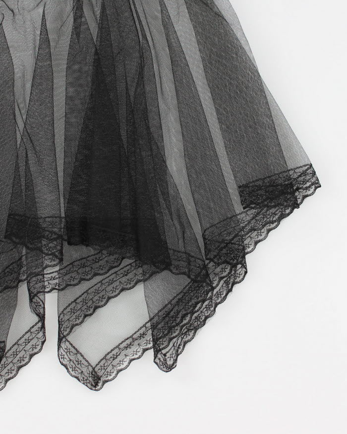 Y2k 00s Black Mesh Handkerchief Hem Lingerie Top - S