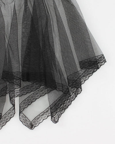 Y2k 00s Black Mesh Handkerchief Hem Lingerie Top - S