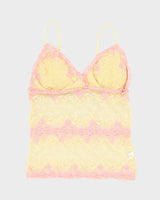 Y2k 00s Mesh Yellow And Pink Lace Cami - S
