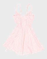 Y2k 00s Lace Pink Lingerie Slip Dress - S