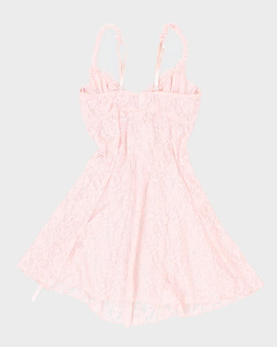 Y2k 00s Lace Pink Lingerie Slip Dress - S