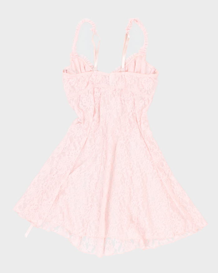 Y2k 00s Lace Pink Lingerie Slip Dress - S