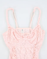 Y2k 00s Lace Pink Lingerie Slip Dress - S