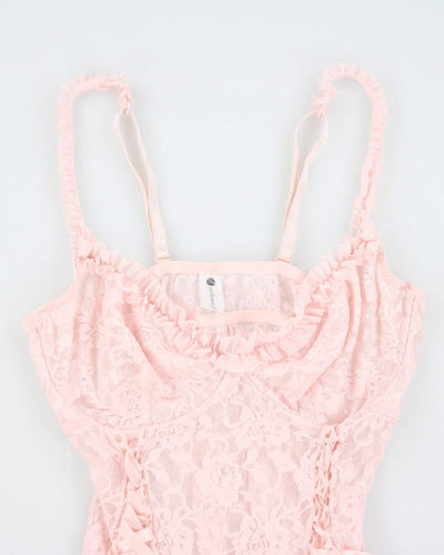 Y2k 00s Lace Pink Lingerie Slip Dress - S