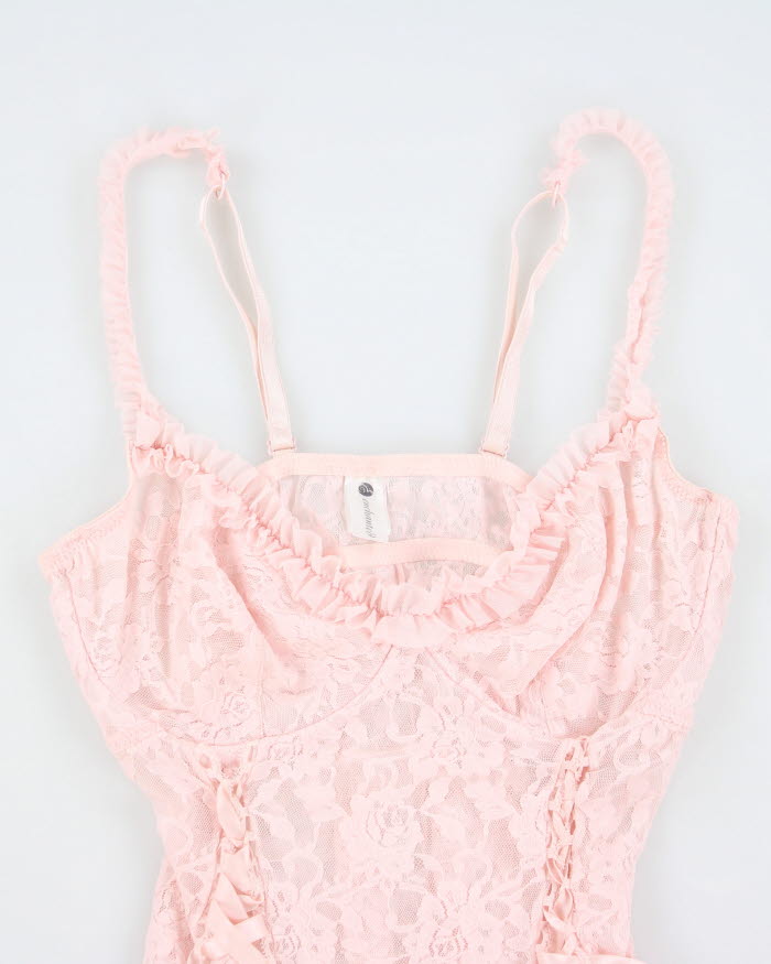 Y2k 00s Lace Pink Lingerie Slip Dress - S