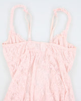 Y2k 00s Lace Pink Lingerie Slip Dress - S