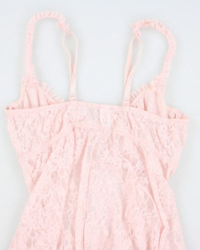 Y2k 00s Lace Pink Lingerie Slip Dress - S