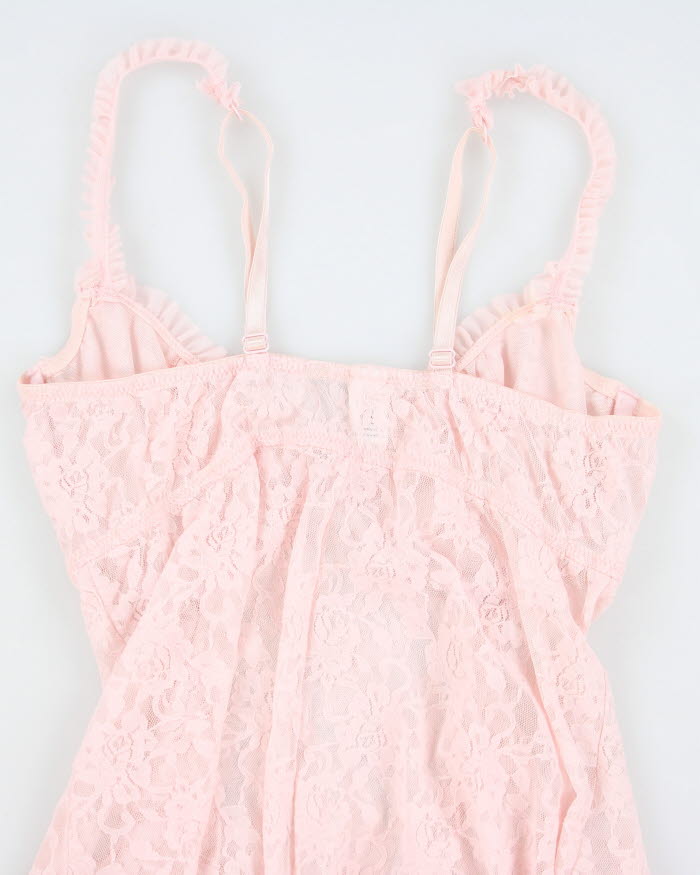 Y2k 00s Lace Pink Lingerie Slip Dress - S