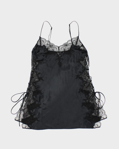 Y2k 00s La Senza Black Lace Up Dress - S
