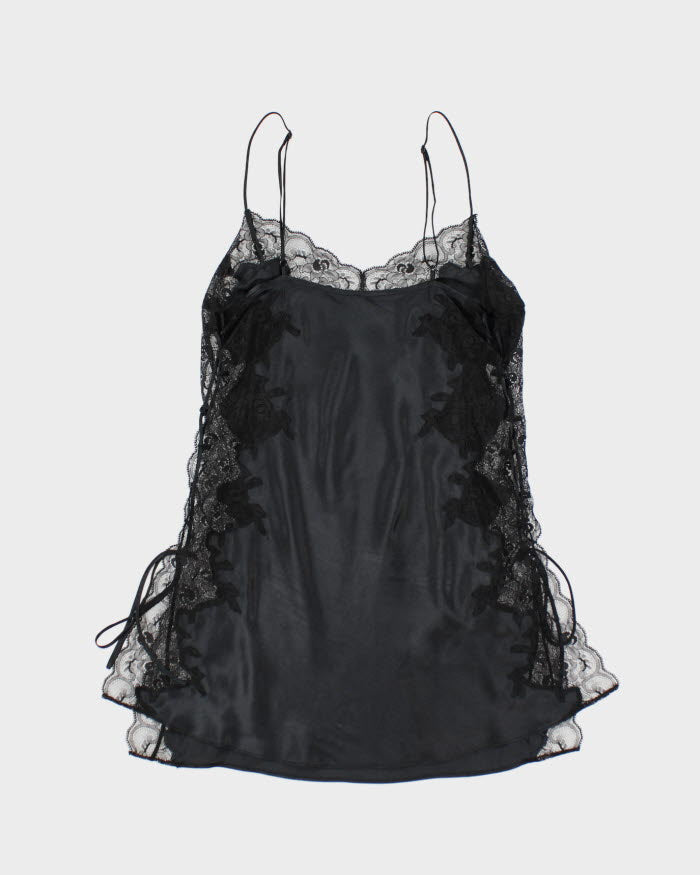 Y2k 00s La Senza Black Lace Up Dress - S
