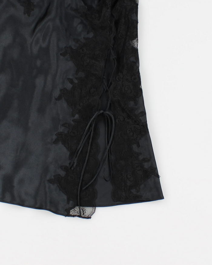 Y2k 00s La Senza Black Lace Up Dress - S