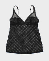 Y2k 00s Jacob Black Mesh Lingerie Cami Top - M