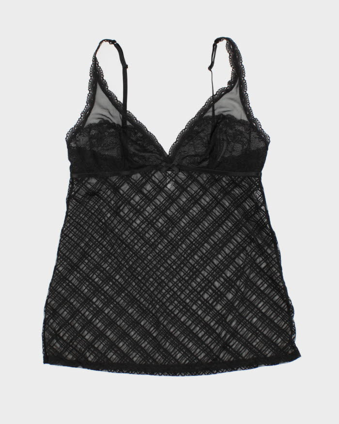 Y2k 00s Jacob Black Mesh Lingerie Cami Top - M
