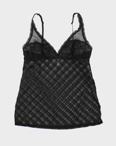 Y2k 00s Jacob Black Mesh Lingerie Cami Top - M