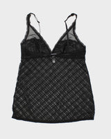 Y2k 00s Jacob Black Mesh Lingerie Cami Top - M