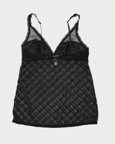 Y2k 00s Jacob Black Mesh Lingerie Cami Top - M