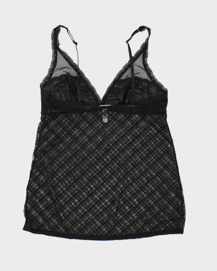 Y2k 00s Jacob Black Mesh Lingerie Cami Top - M