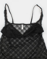 Y2k 00s Jacob Black Mesh Lingerie Cami Top - M