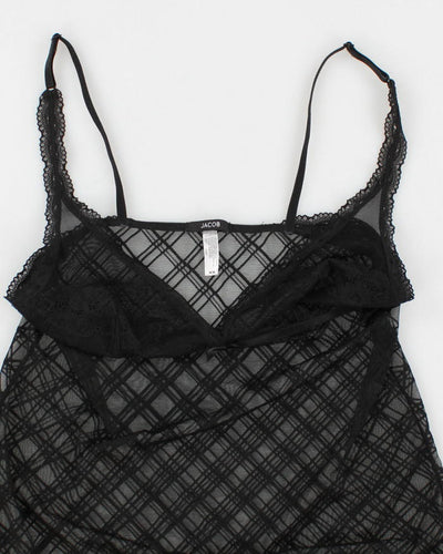 Y2k 00s Jacob Black Mesh Lingerie Cami Top - M