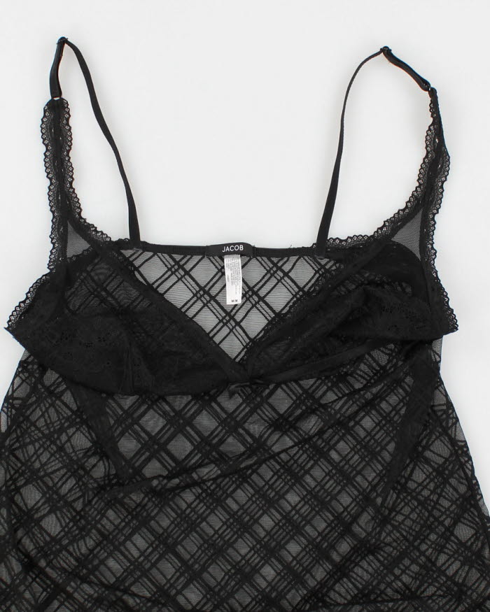Y2k 00s Jacob Black Mesh Lingerie Cami Top - M