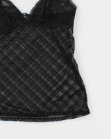 Y2k 00s Jacob Black Mesh Lingerie Cami Top - M